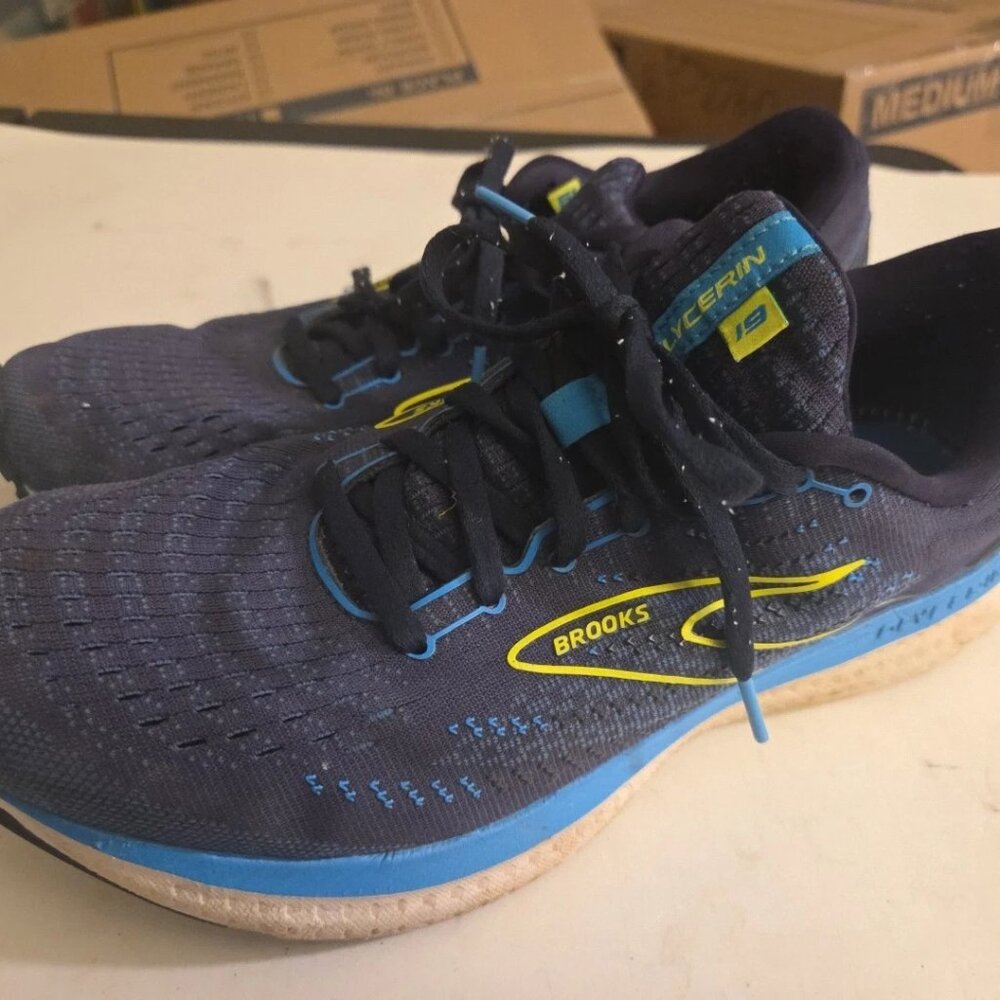 Brooks Glycerin 19 Running Shoes Sneakers Mens Size 11 Blue White Athletic Gym